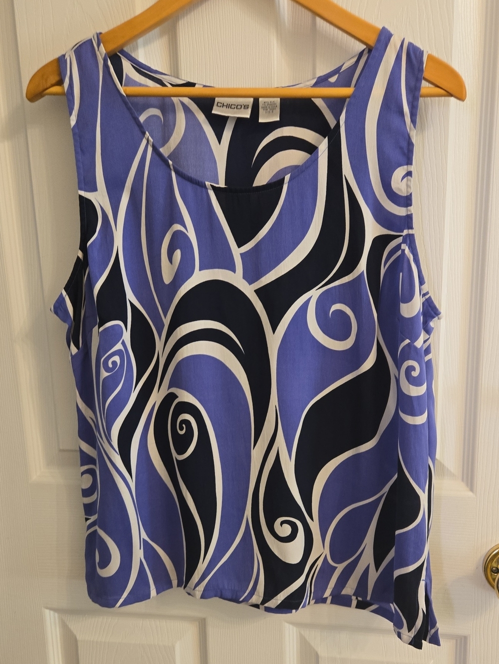 Chico's Blue, Black & White Swirl Tank Camisole